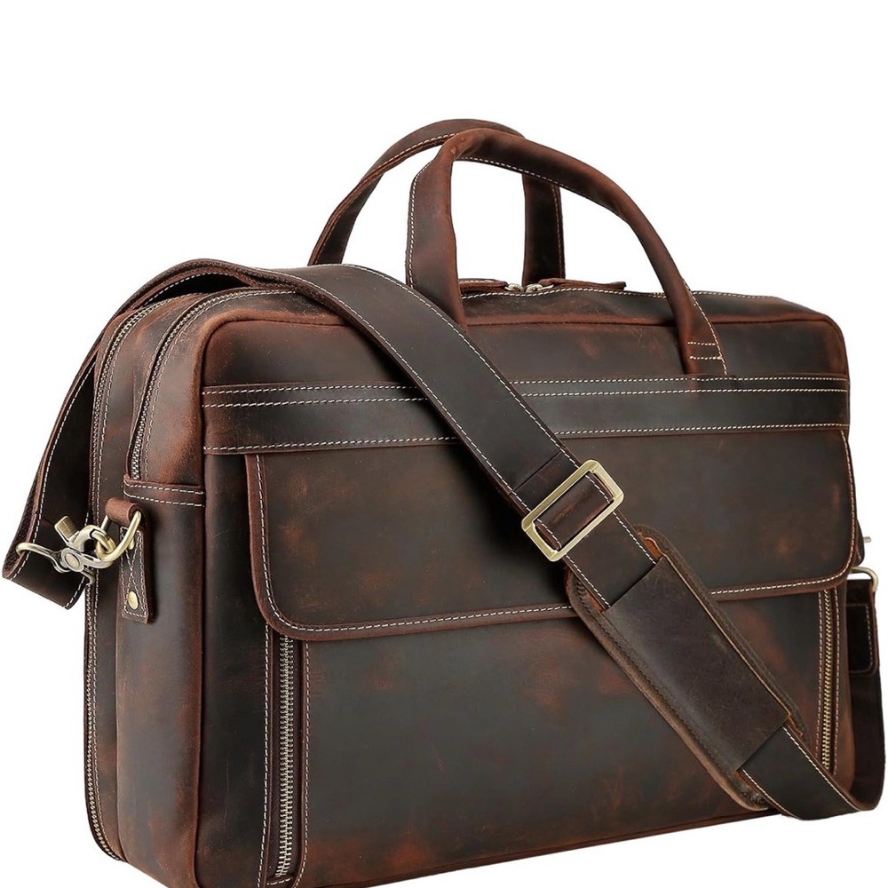 Elegant Brown Leather Men's Bag